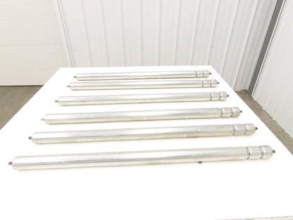 2-Groove Skew Conveyor Roller 1.9" Dia 37.25"BF Galvanized 7/16" Hex  Lot of 6