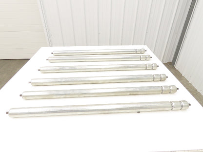 2-Groove Skew Conveyor Roller 1.9" Dia 37.25"BF Galvanized 7/16" Hex  Lot of 6