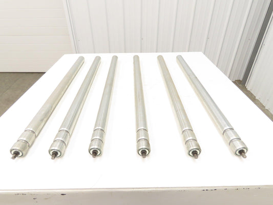 2-Groove Skew Conveyor Roller 1.9" Dia 37.25"BF Galvanized 7/16" Hex  Lot of 6