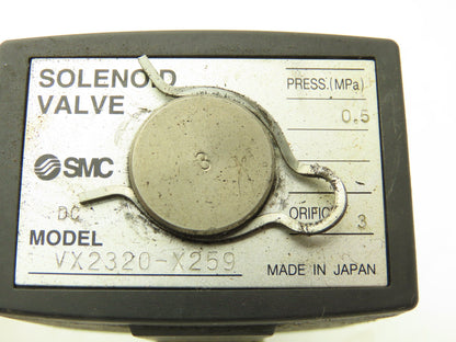 SMC VX2320-X259 Pneumatic Air Solenoid Valve 0.5MPa 24VDC coil Lot of 2