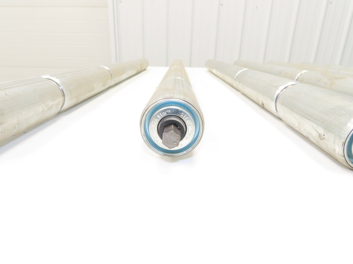 2-Groove Skew Conveyor Roller 1.9" Dia 37.25"BF Galvanized 7/16" Hex  Lot of 6
