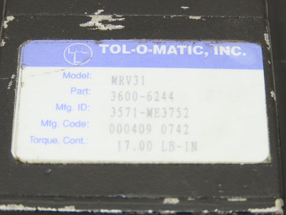 Tol-O-Matic 3600-6244 Servo Motor Model MRV31 17 IN-LBS Stepper Style