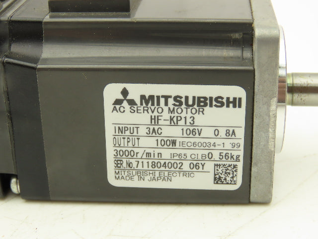 Mitsubishi HF-KP13 AC Servo Motor 106V 3PH 100W 3000 RPM
