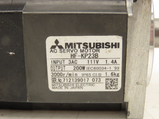 Mitsubishi HF-KP23B AC Servo Motor 111V 3PH 200W 3000 RPM Brake