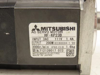 Mitsubishi HF-KP23B AC Servo Motor 111V 3PH 200W 3000 RPM Brake