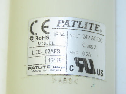 PatLite LCE-02AFB Signal Lamp Light Stack Tower Red Green 24V AC/DC IP54