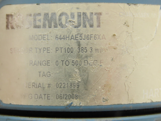 Rosemount 644HAE5J6F6XA Thermocouple 18" Probe Temperature Sensor 1/2" NPT