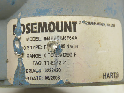 Rosemount 644HAE5J6F6XA Thermocouple 9" Probe Temperature Sensor 1/2" NPT