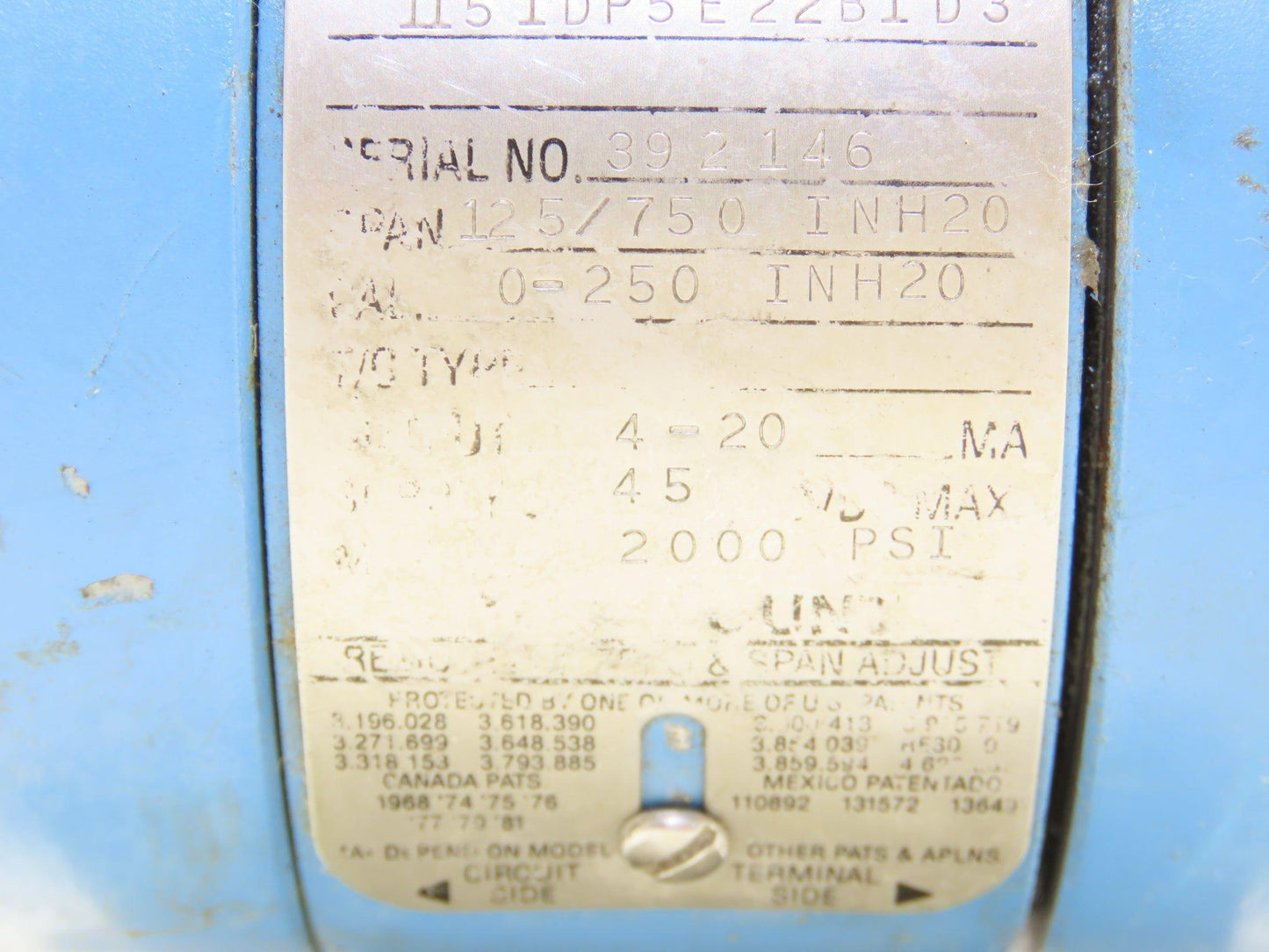 Rosemount 1151DP5E22B1D3 1151DP5E22B1D3 Pressure Transmitter 45VDC 2000 PSI