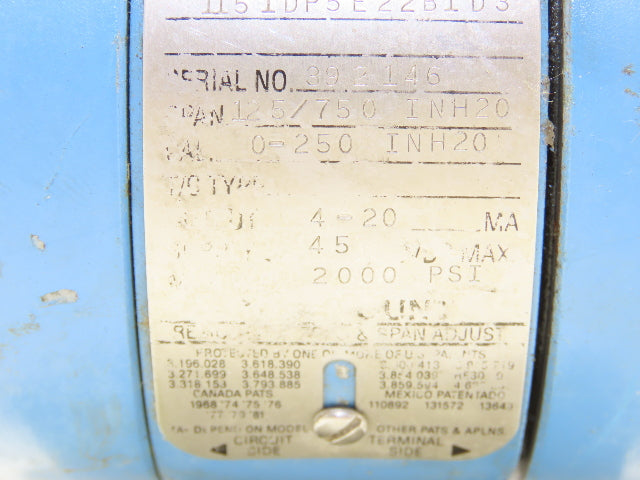 Rosemount 1151DP5E22B1D3 1151DP5E22B1D3 Pressure Transmitter 45VDC 2000 PSI