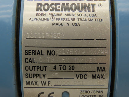 Rosemount 1151DP4S52 1151DP4S52 Pressure Transmitter 45VDC 2000 PSI
