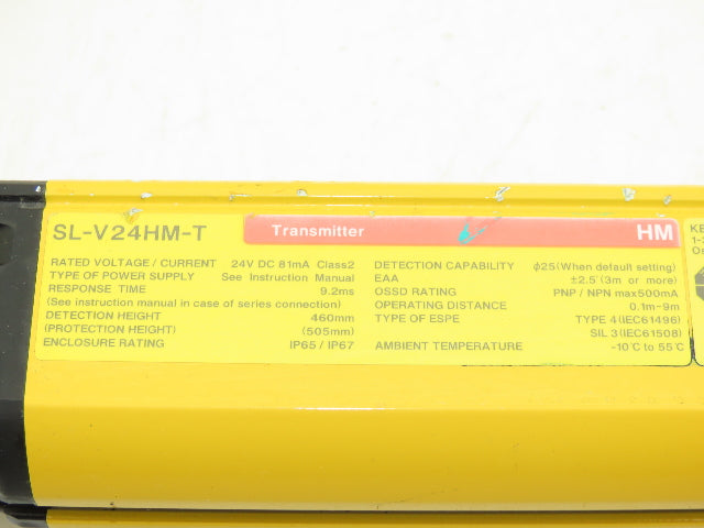 Keyence SL-V24HM-T Light Curtain Transmitter 460mm 24VDC 9.2ms IP67