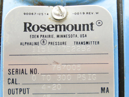Rosemount 1151GP7E22B2 1151GP7E22B2 Pressure Transmitter 45VDC 300 PSI