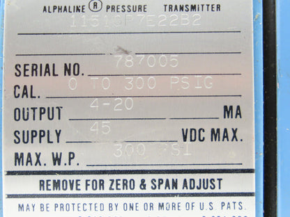 Rosemount 1151GP7E22B2 1151GP7E22B2 Pressure Transmitter 45VDC 300 PSI