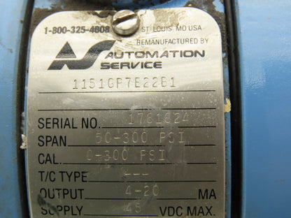 Rosemount M-618SCT316SS 1151GP7E22B1 Pressure Transmitter 45VDC 300 PSI & Valve