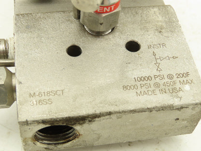 Rosemount M-618SCT316SS 1151GP7E22B1 Pressure Transmitter 45VDC 300 PSI & Valve