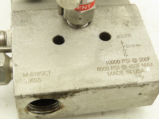 Rosemount M-618SCT316SS 1151GP7E22B1 Pressure Transmitter 45VDC 300 PSI & Valve
