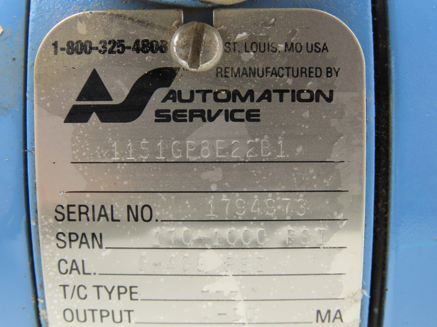 Rosemount M-618SCT316SS 1151GP8E22B1 Pressure Transmitter 45VDC 1000PSI & Valve