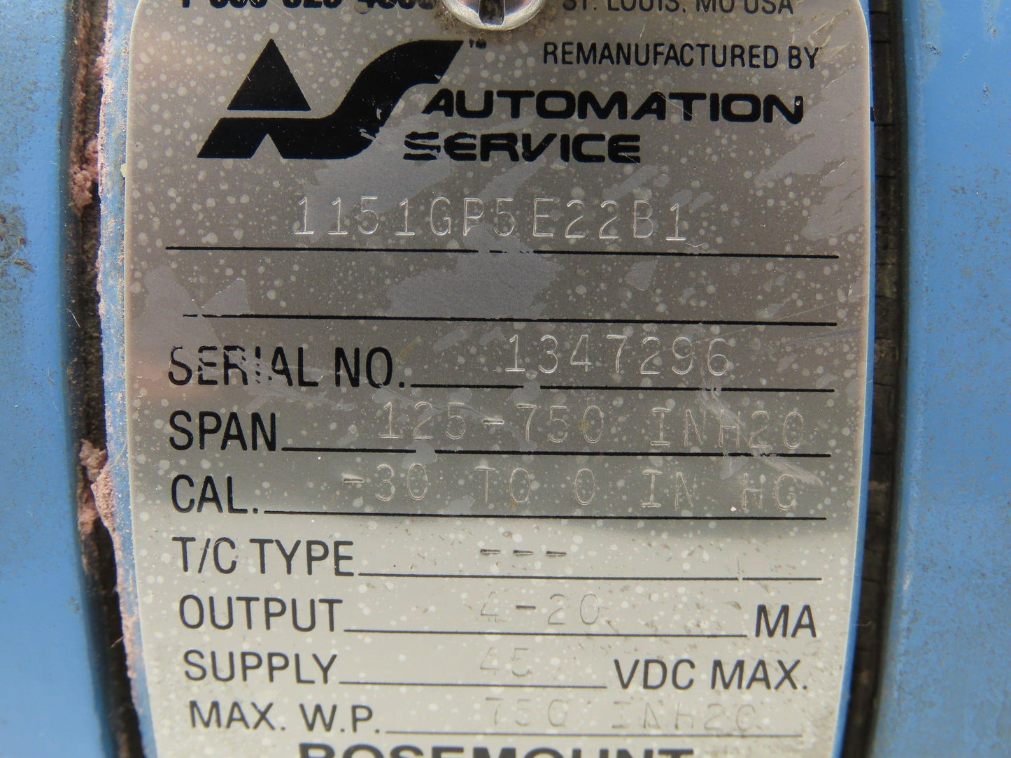 Rosemount M-618SCT316SS 1151GP5E22B1 Pressure Transmitter 45VDC & Valve