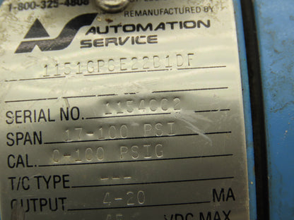 Rosemount M-618SCT316SS 1151GP6E22B1DF Pressure Transmitter 45VDC 100PSI & Valve