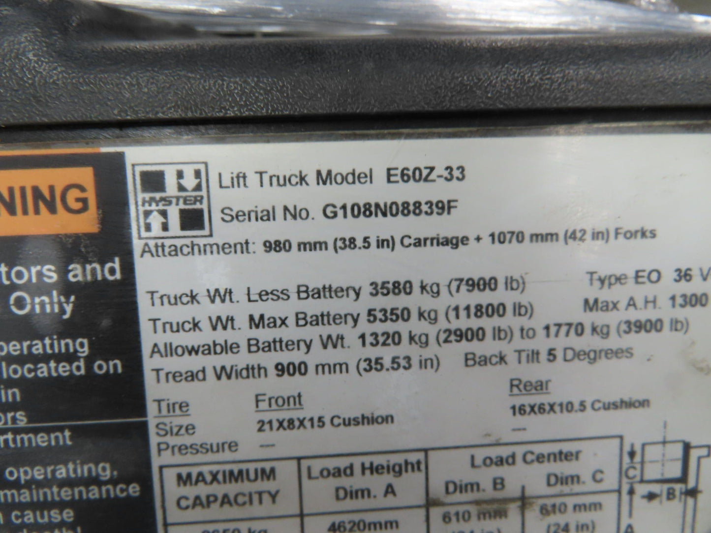 Hyster E60Z-33 Brake Pedal Master Cylinder Assembly