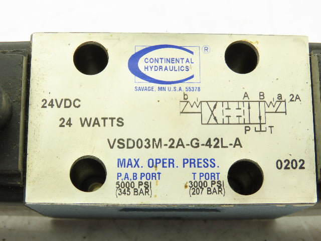 Continental Hydraulics VSD03M-2A-G-42L-A Directional Control Solenoid Valve 24V