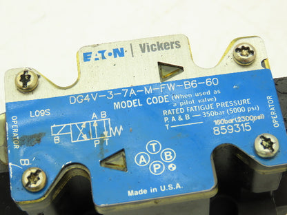 Vickers DG4V-3S-7A-M-FW-B5-60 Hydraulic Directional Solenoid Valve 120V Lot of 2