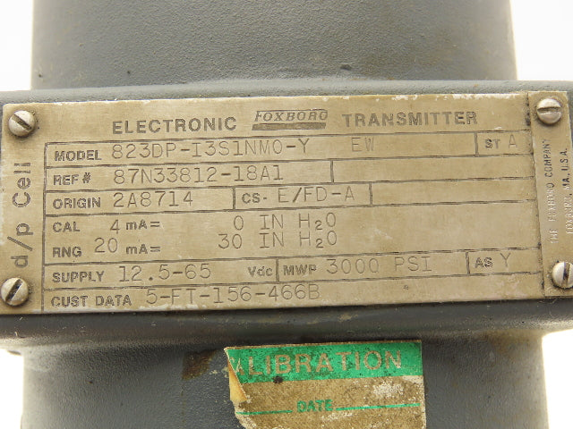 Foxboro 823DP-I3S1NM0-Y Electronic Pressure Transmitter 12.5-65VDC 3000PSI