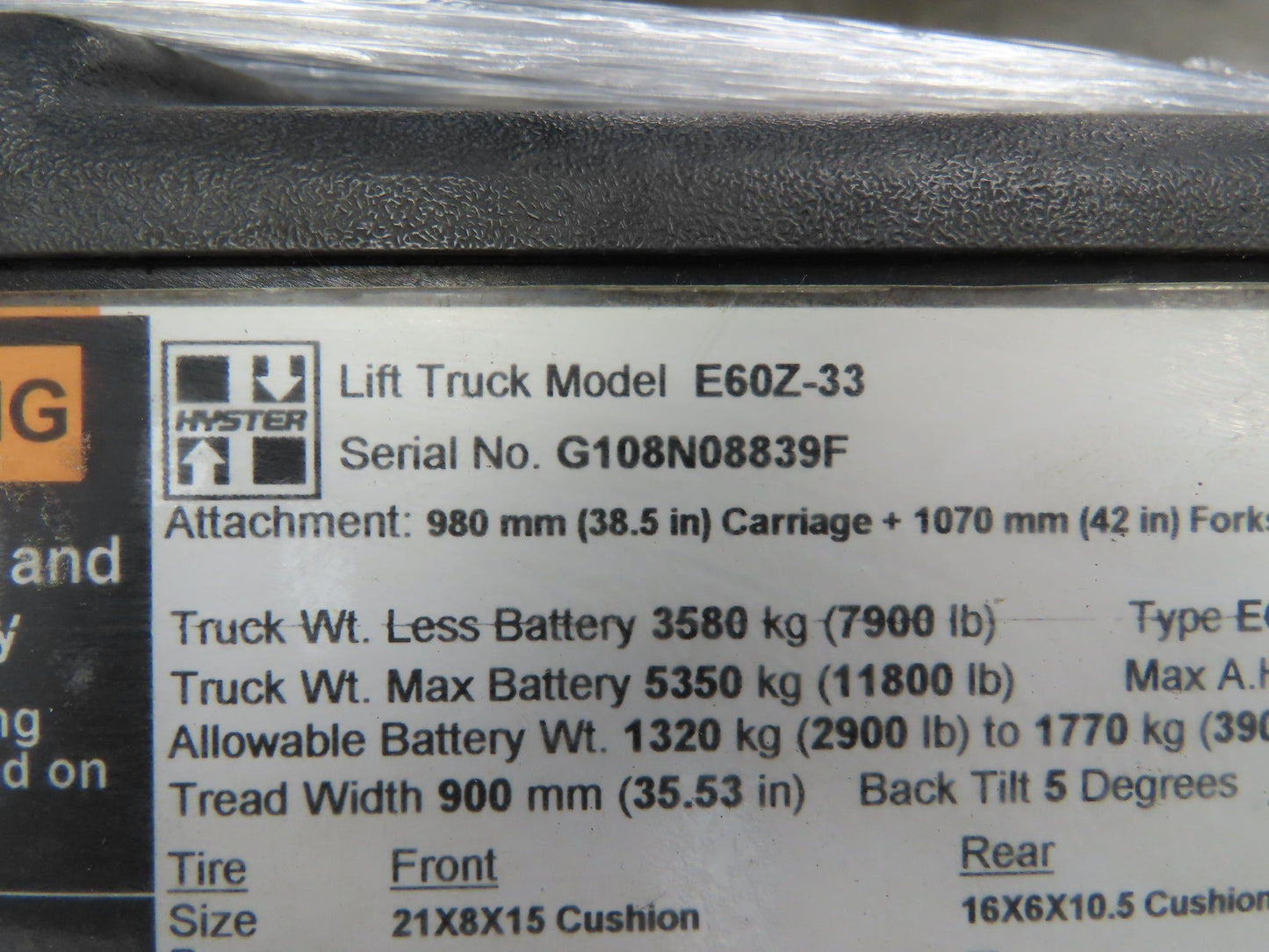 Hyster E60Z-33 Throttle Go Accelerator Gas Pedal