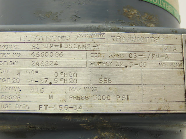 Foxboro 823DP-I3S1NM2-Y Electronic Pressure Transmitter 12.5-65VDC 3000PSI