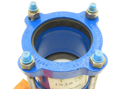 Smith Blair 411 Ductile Iron Pipe Coupler 4" Nominal 4.75-5.06" 4 Bolt