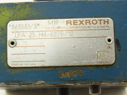 Rexroth LFA 25 H4-62/F/12 Hydraulic Cartridge Valve Control Cover Manual Adjust