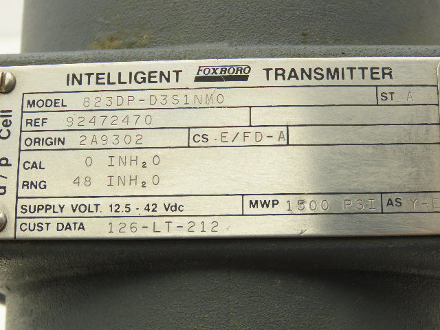 Foxboro 823DP-D3S1NM0 Electronic Pressure Transmitter 12.5-42VDC 1500PSI