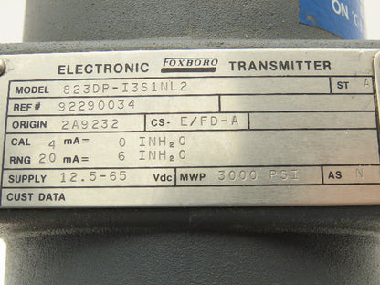 Foxboro 823DP-I3S1NL2 Electronic Pressure Transmitter 12.5-65VDC 3000PSI