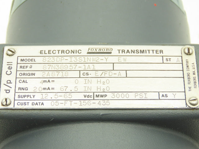 Foxboro 823DP-I3S1NM2-Y EW Electronic Pressure Transmitter 12.5-65VDC 3000PSI