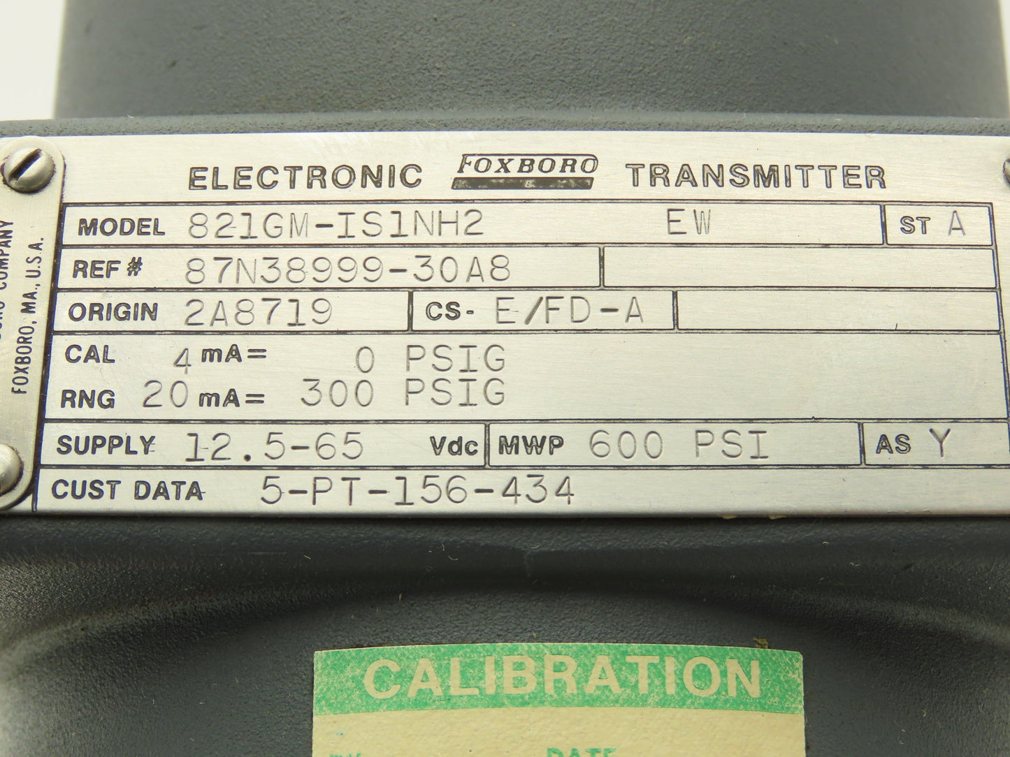 Foxboro 821GM-IS1NH2 EW Electronic Pressure Transmitter 12.5-65VDC 600PSI