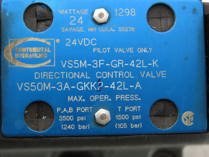 Continental VS5M-3F-GR-42L-K Directional Solenoid Valve 24V VS50M-3A-GKK2-42L-A