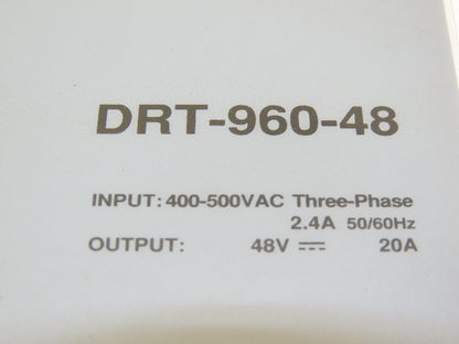 Mean Well DRT-960-48 Power Supply 48VDC 20A Output 480VAC 3Ph 2.4A Input 960W
