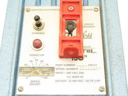 Danfoss 150314 Cycletrol 150 3hp DC Drive 240VAC 1ph 20A Input 0-180VDC Output