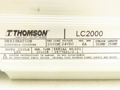 Thomson LC2000N24-200250NX Linear Actuator 200mm Stroke 24VDC 15mm/s 2000N