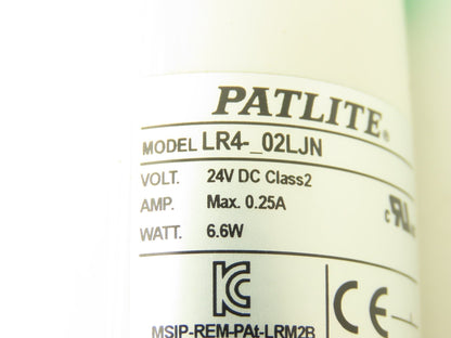 PatLite LR4-02LJN Signal Lamp Light Stack Tower Red Green 24VDC