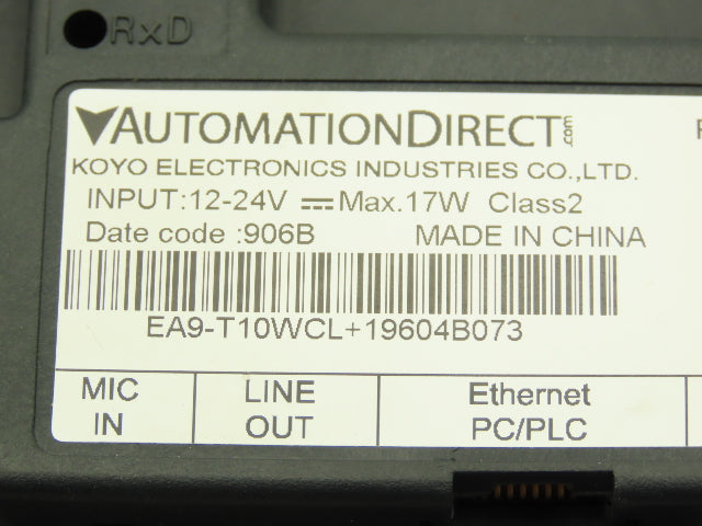 Automation Direct EA9-T10WCL Touch Screen HMI Control Panel Display 12-24vDC