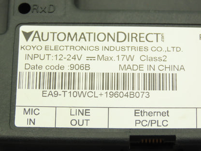 Automation Direct EA9-T10WCL Touch Screen HMI Control Panel Display 12-24vDC
