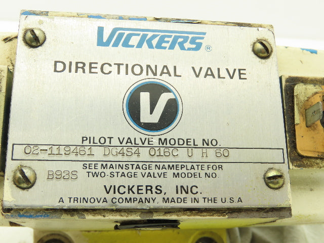 Vickers DG4S4 016C U H 60 Hydraulic Directional Control Solenoid Valve 24VDC
