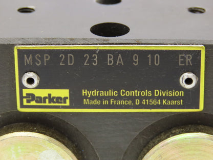 Parker MSP2D23BA910 Hydraulic Manifold Valve Block 2-Station Cetop 3