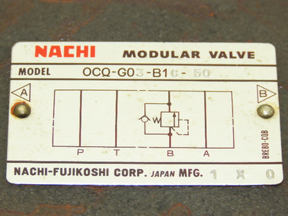 Nachi OCQ-G03-B1C-50 Hydraulic Counter Balance Modular Flow Control Valve