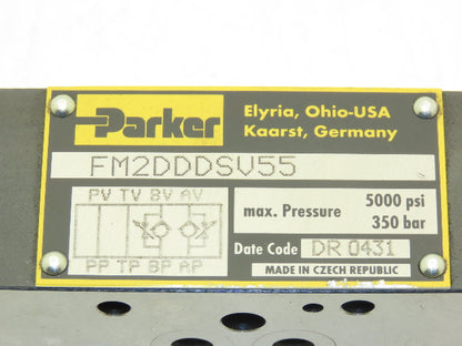Parker FM2DDDSV55 Hydraulic Throttle Check Valve 350 Bar 5000 psi