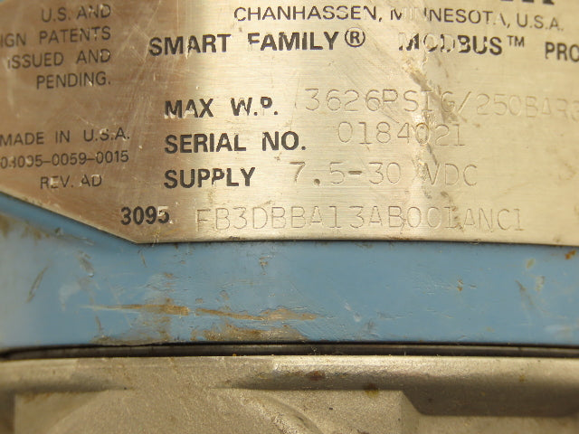 Rosemount 3095 FB3DBBA13AB001ANC1 Pressure Transmitter 7.5-30VDC 3626PSI