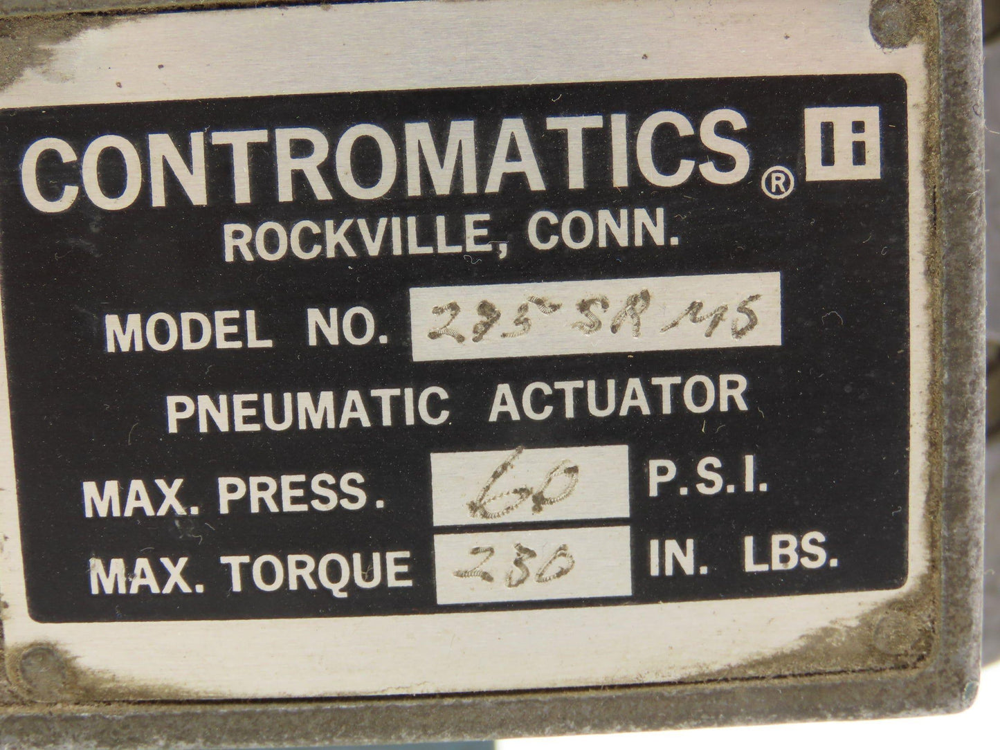 Contromatics 275-SR-MS Pneumatic Valve Actuator Spring Return 60psi