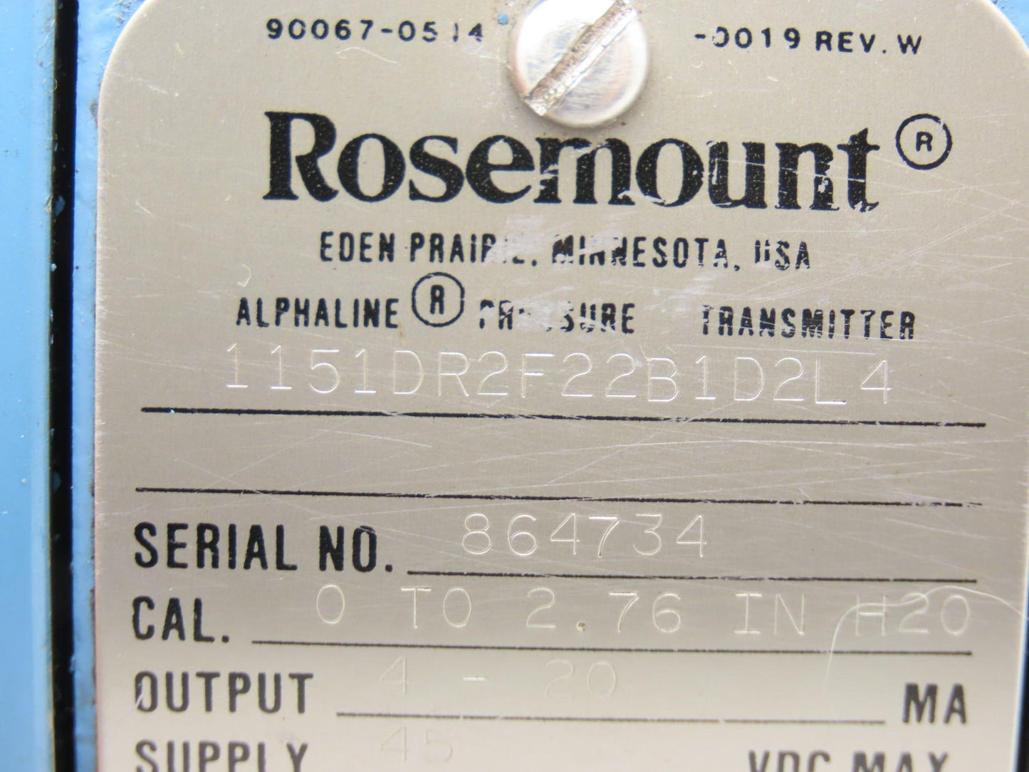 Rosemount 1151DR2F22B1D2L4 Electronic Pressure Transmitter 45VDC 1000PSI Haz Loc